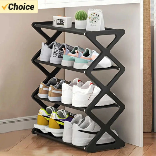Zapatero de 4 Niveles en Forma de X, Multifuncional, a Prueba de Polvo, para Dormitorios, Entradas, Pasillos y Habitaciones
