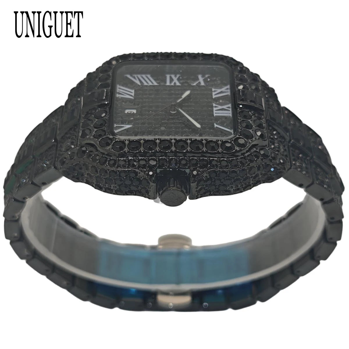 Reloj de pulsera de cuarzo cuadrado para hombre, joyería ostentosa de Hip Hop, marca UNIGUET, joyería ostentosa, moda novedosa, envío directo