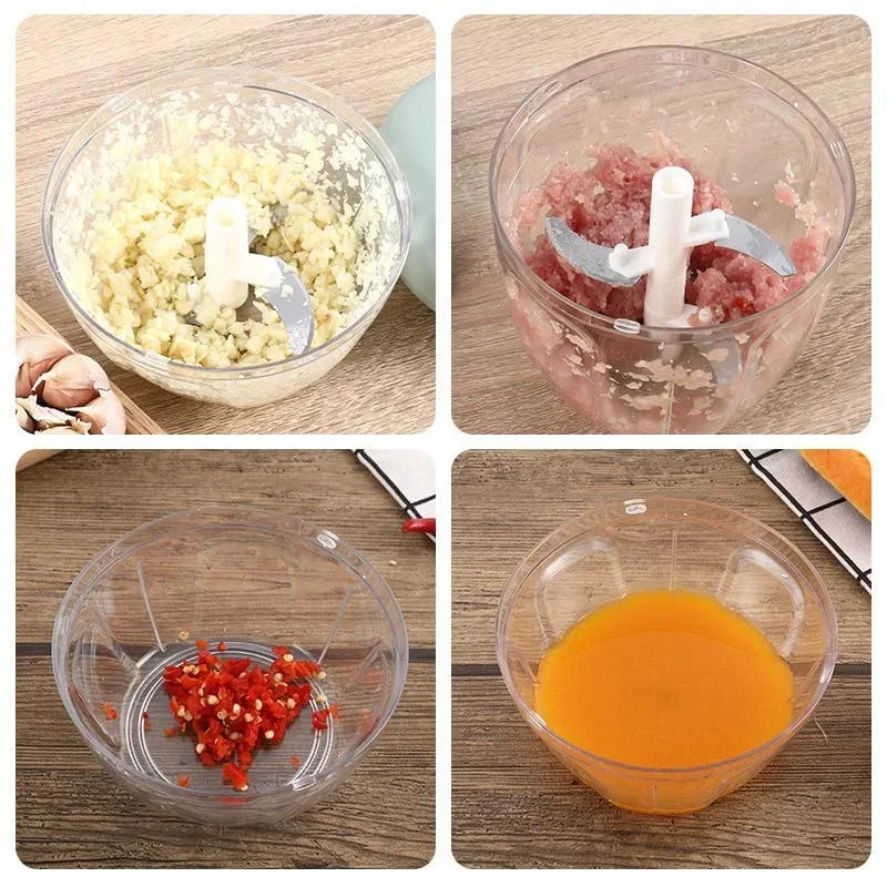 Nuevo trituradora cortadora de cebolla y verduras, accesorios de cocina, picadora de carne Manual de 500/900ML, prensa de ajo, herramientas giratorias