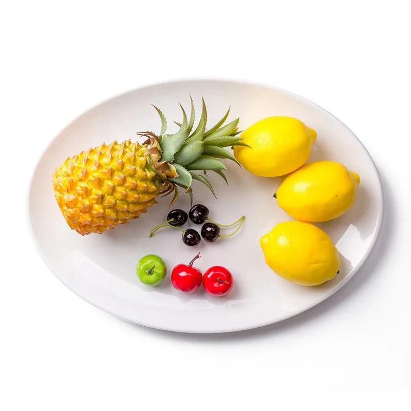 Platos ovalados de melamina blanca de 9-14 pulgadas, juego de cena, plato de porcelana de imitación, bandejas planas para carne, servicio de mesa de cocina y Hotel duradero