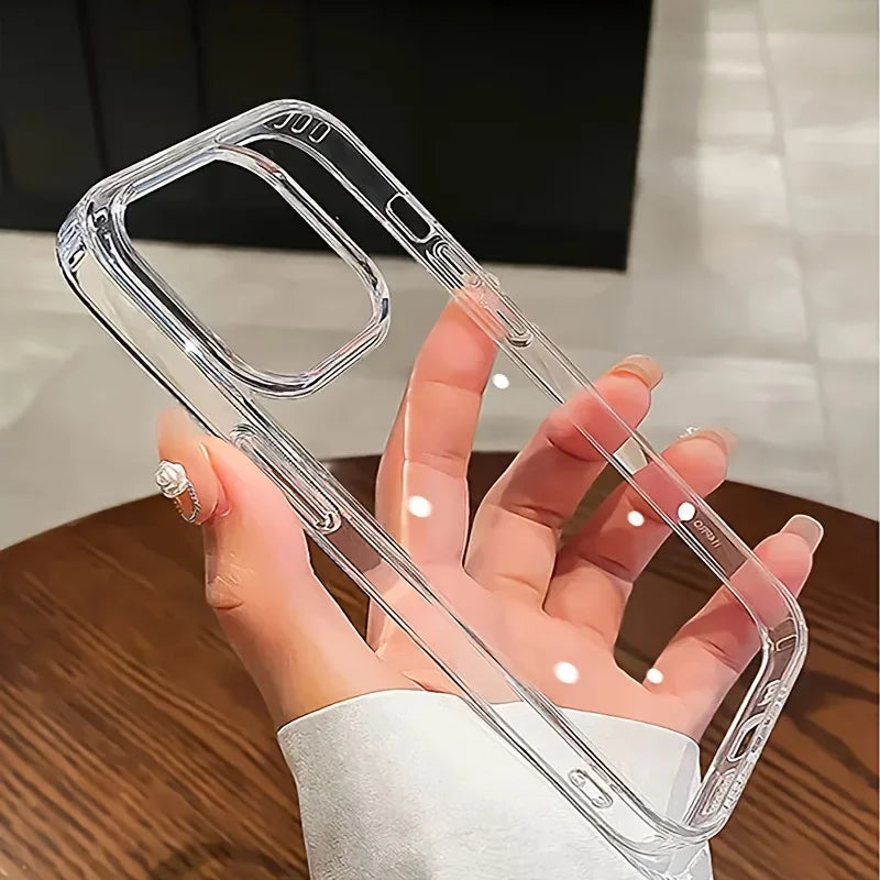 Funda de teléfono transparente de lujo para iPhone 17 Air 16 15 14 Plus 13 12 11 Pro Max a prueba de golpes HD cubierta trasera acrílica dura transparente