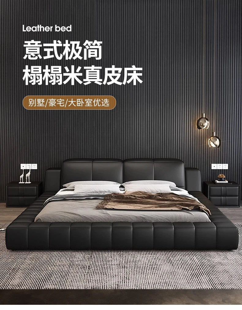 Tatami italiano de cuero Artificial de 180x200cm, cabecero alto, muebles de cama doble de lujo, juegos de cama con marco queen, muebles completos