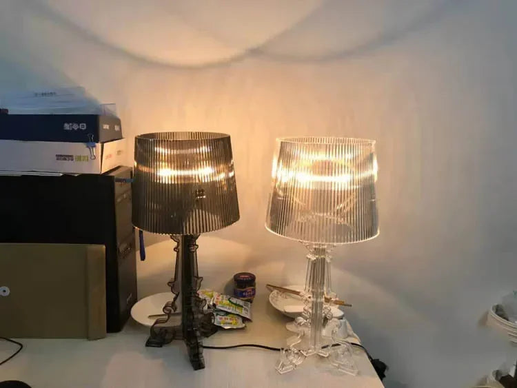 Lámpara de mesa de fantasma barroco blanco transparente de diseñador nórdico, iluminación para sofá, decoración, luz ambiental LED