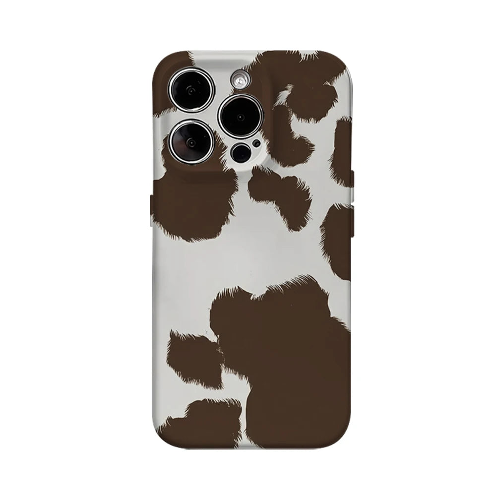 Funda de teléfono con patrón de vaca para IPhone 16 15 14 13 12 11 X XS XR XSMAX 7 8 Pro Max Plus contraportada de doble capa