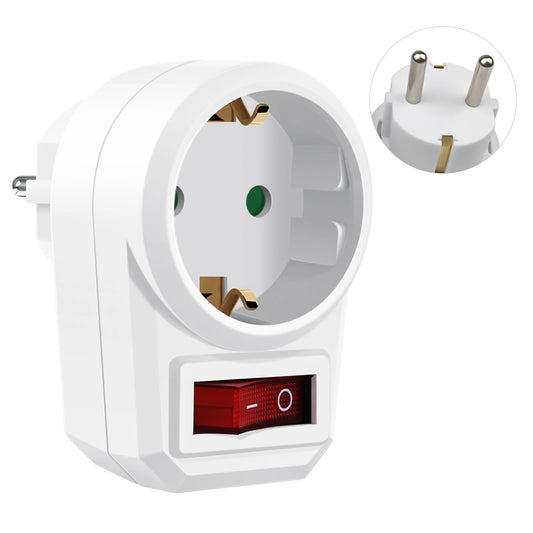 Adaptador de enchufe estándar europeo con interruptor de encendido/apagado, 16A, 250V, enchufe de conversión de la UE, toma de corriente portátil, 1/2/3 Uds.