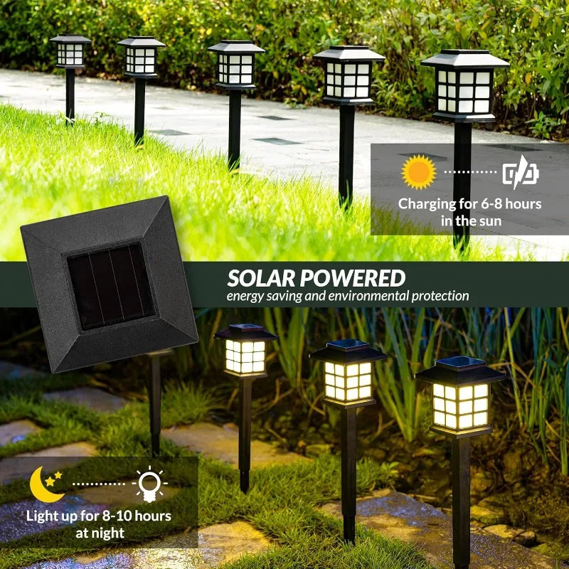 Paquete de 2 luces solares para caminos, lámpara Solar para exteriores, iluminación de paisaje impermeable para jardín, Patio, pasarela, entrada, decoración de acampada