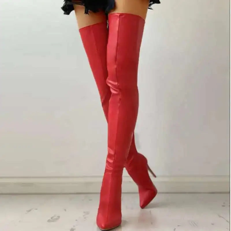 Botas de Mujer Talla Grande 40-46, Tacón Alto de 11 cm, Botas por Encima de la Rodilla, Cierre Trasero con Cremallera, Botas de Moda con Personalidad 2026