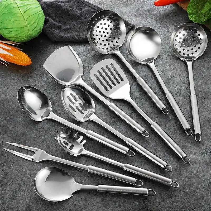 Utensilios de cocina, utensilios de cocina, pala de acero inoxidable, cuchara para sopa, utensilios giratorios, vajilla, herramienta de cocina, utensilios de cocina