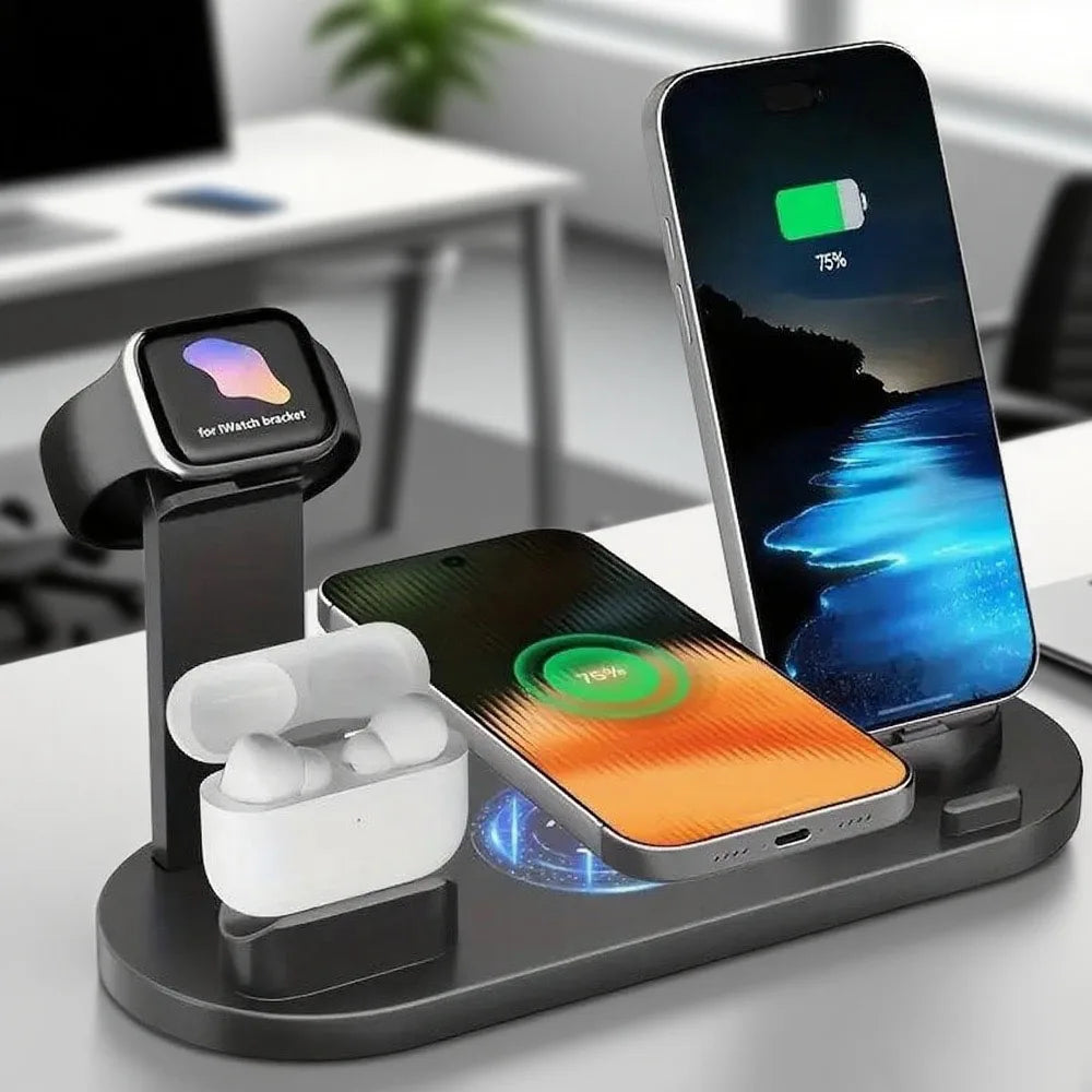 Estación de carga inalámbrica universal para iPhone17 16, 15, 14, 13, 12, 11 Pro Max/Pro/Mini/Plus y para AirPods Pro 2 - Carga rápida