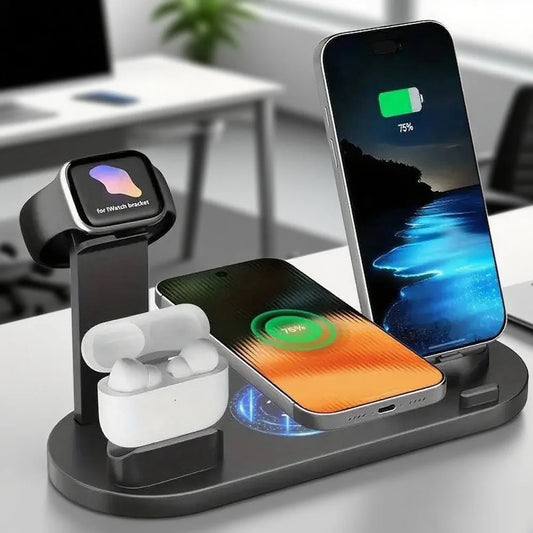 Estación de carga inalámbrica universal para iPhone17 16, 15, 14, 13, 12, 11 Pro Max/Pro/Mini/Plus y para AirPods Pro 2 - Carga rápida