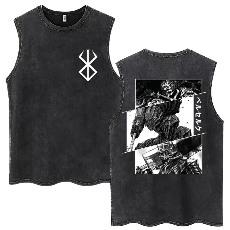 Camisetas sin mangas Harajuku lavadas de Anime Berserk Guts, camisetas Retro de Manga Gatsu Griffith Zodd, camisetas sin mangas, Camiseta de algodón Unisex de gran tamaño