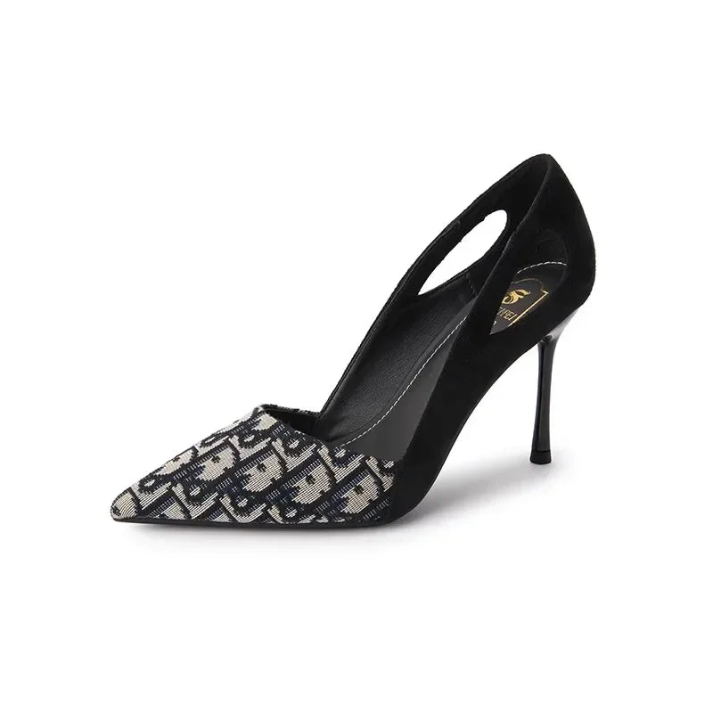 Sandalias bordadas a la moda para mujer, tacón puntiagudo, verano 2021, tacones altos de lujo, zapatos de mujer, Sandalias altas informales poco profundas