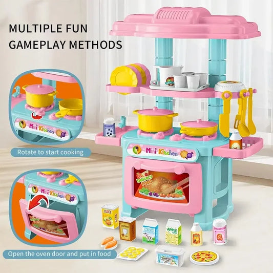Mini mostrador de cocina DIY con vajilla simulada — Juego de rol para niños