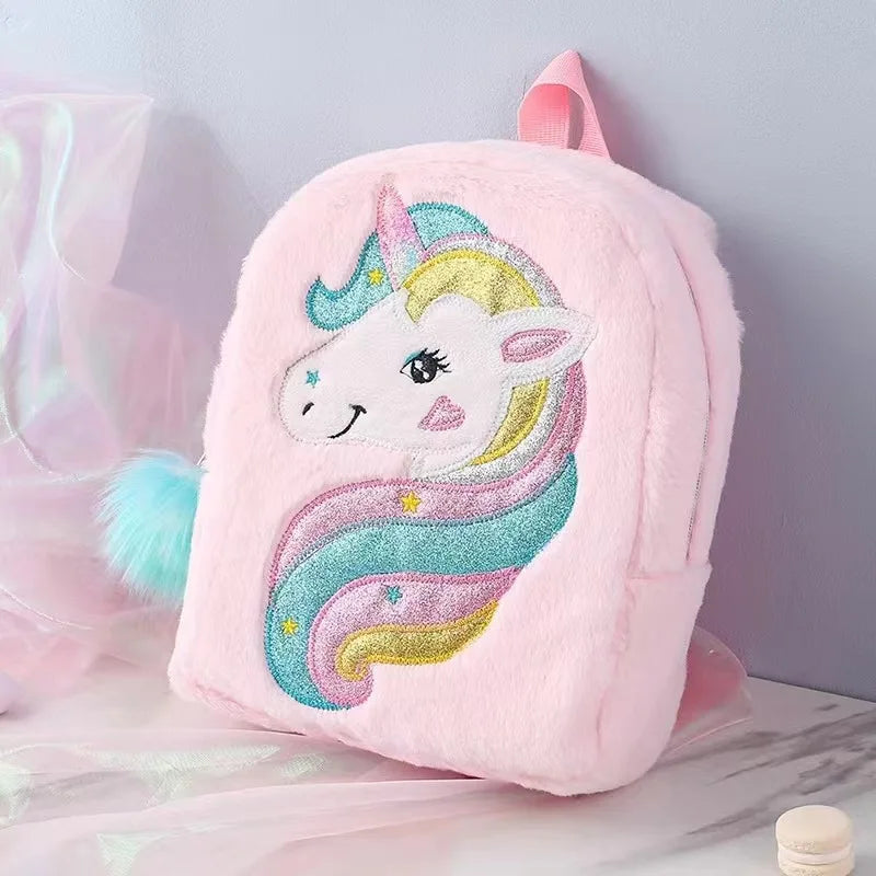 Mochila para niños, Mochila escolar para niños, Mochila de moda de gran capacidad para niños y niñas, bolso Tie-Dye de felpa con unicornio