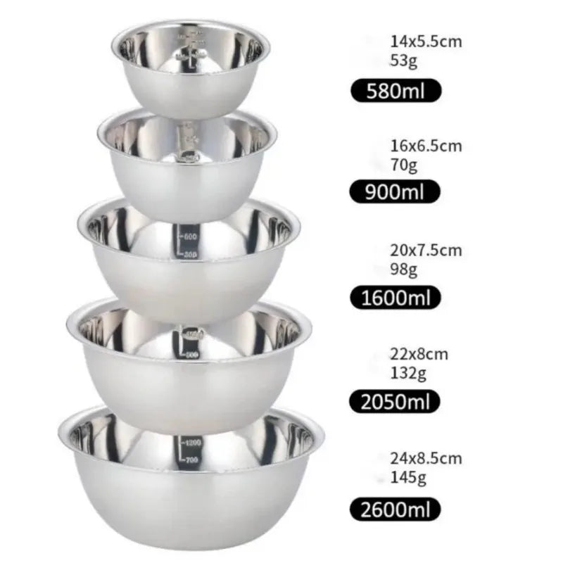 Cuencos de mezcla de acero inoxidable, cuencos de almacenamiento de anidación de cocina portátiles para el hogar, accesorios de Camping al aire libre