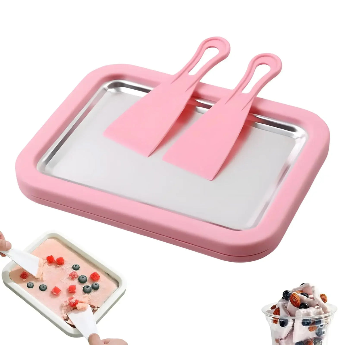 Máquina para hacer helados DIY, máquina para hacer yogur, helado casero para sorbete de crema para niños, máquina para hacer helados enrollados para el hogar con 2 espátulas