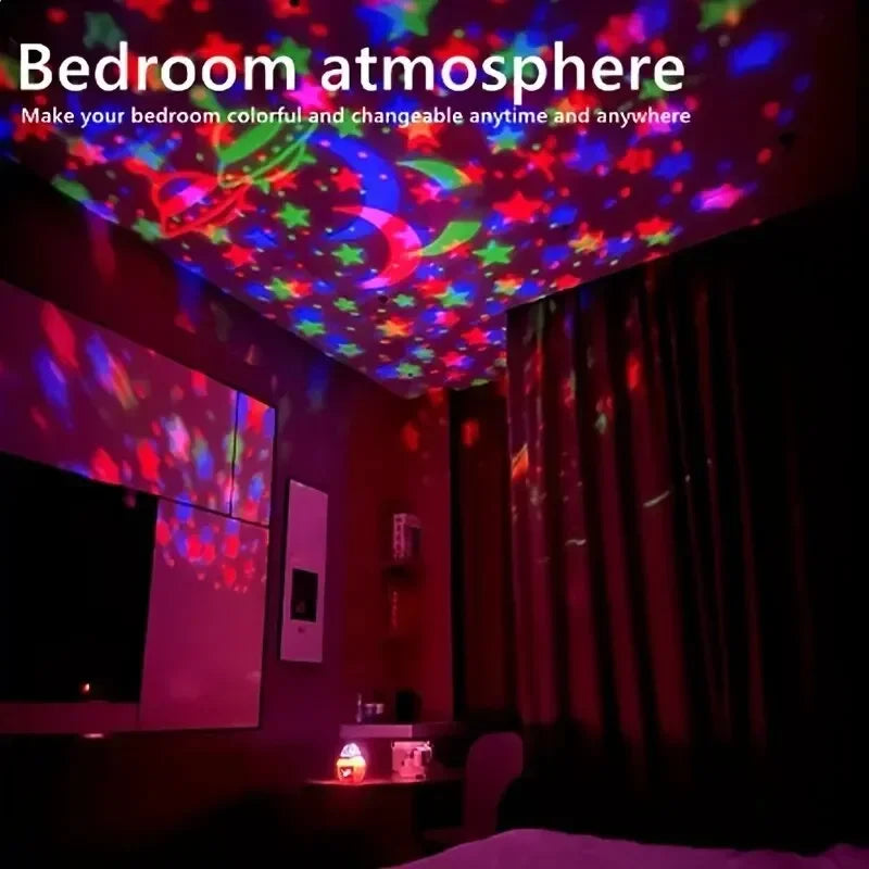 Luci LED notturne a cielo stellato, lampada proiettore USB, sfera magica, luna, stella, luci di Natale, decorazioni per l'ambiente della stanza di casa