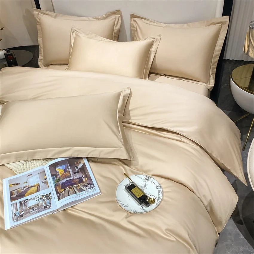 Juego de cama de lujo 100% algodón egipcio funda nórdica funda de almohada Ru Europa doble tamaño Queen King ropa de cama juegos de sábanas suaves