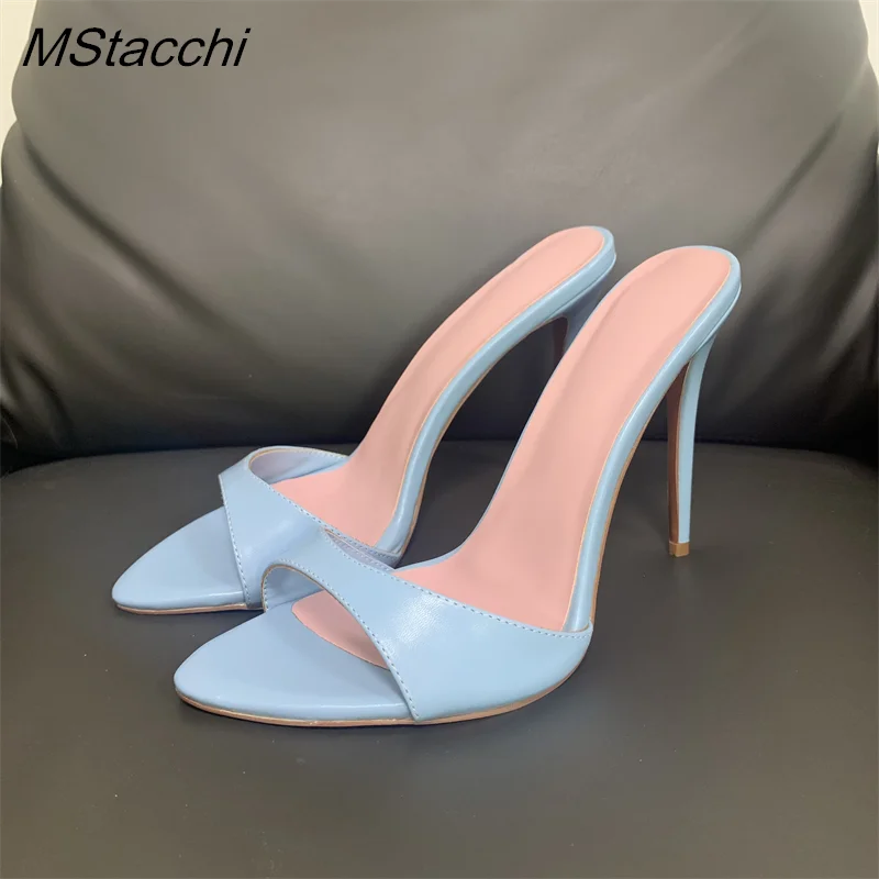 Zapatillas de tacón súper alto para mujer, zapatos de verano con punta abierta, sandalias de tacón de aguja de colores combinados, zapatos sexis de fiesta para mujer, zapatos de tacón de lujo para mujer