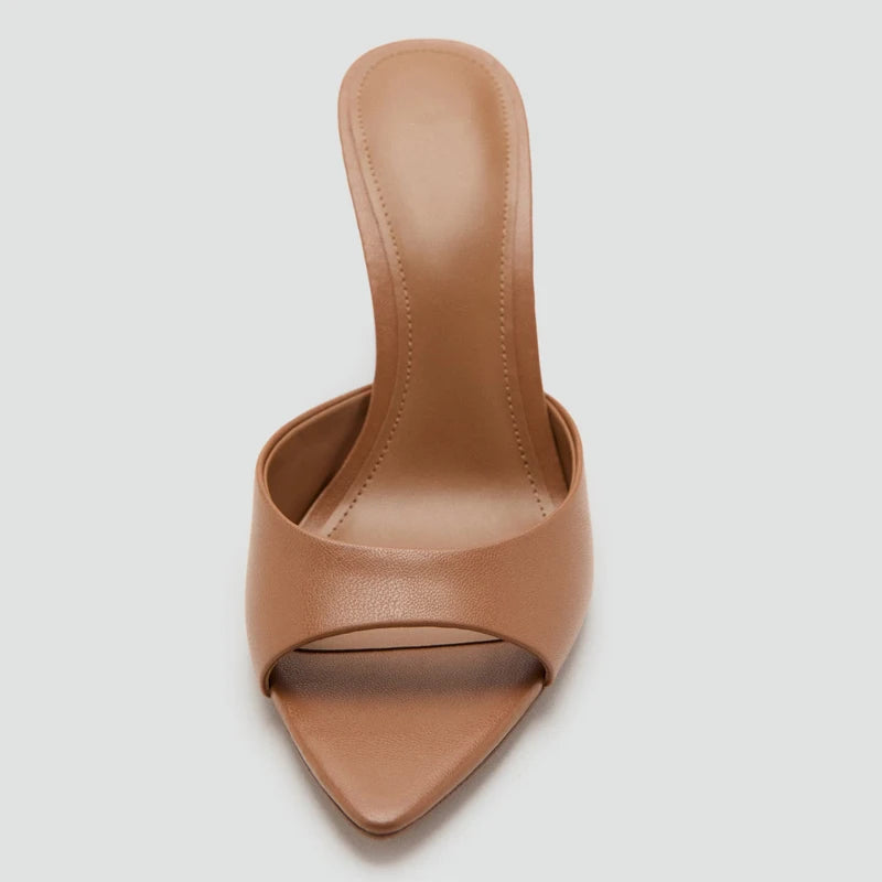 Sandalias de Tacón Alto para Mujer, Primavera-Verano 2026, Nuevas Sandalias Elegantes de Cuero Pintado, Sandalias de Tacón Alto para Uso en Exteriores