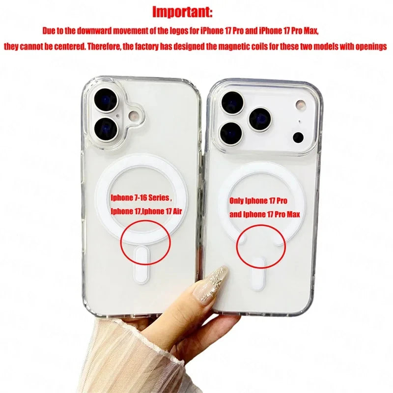 Funda de teléfono magnética de TPU suave para iPhone 17 Pro 13 11 16 Pro Max 15 14 12 Air 17Promax 17pro Funda transparente a prueba de golpes