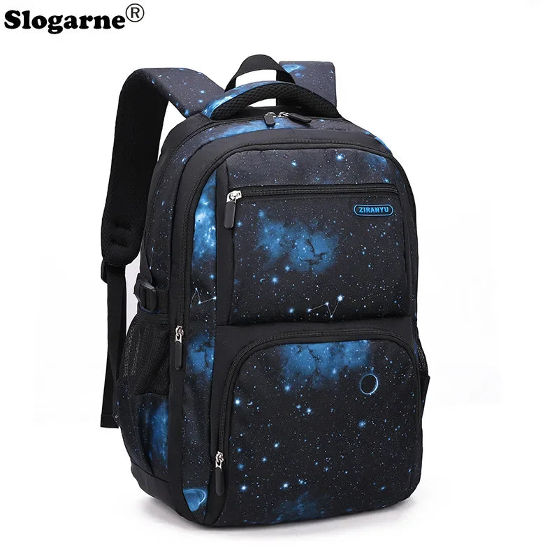 Nuevo conjunto de 3 uds de mochilas para niños, bolso escolar con patrón de cielo estrellado para estudiantes, bolso escolar impermeable con bolsa de almuerzo, estuche para lápices