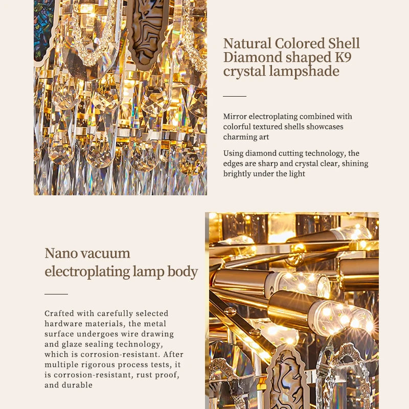 Techo para comedor, candelabro de cristal Led moderno, lámpara colgante de techo para sala de estar, Villa, Loft, iluminación colgante